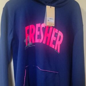Fresh Blue and Pink Pullover Hoodie